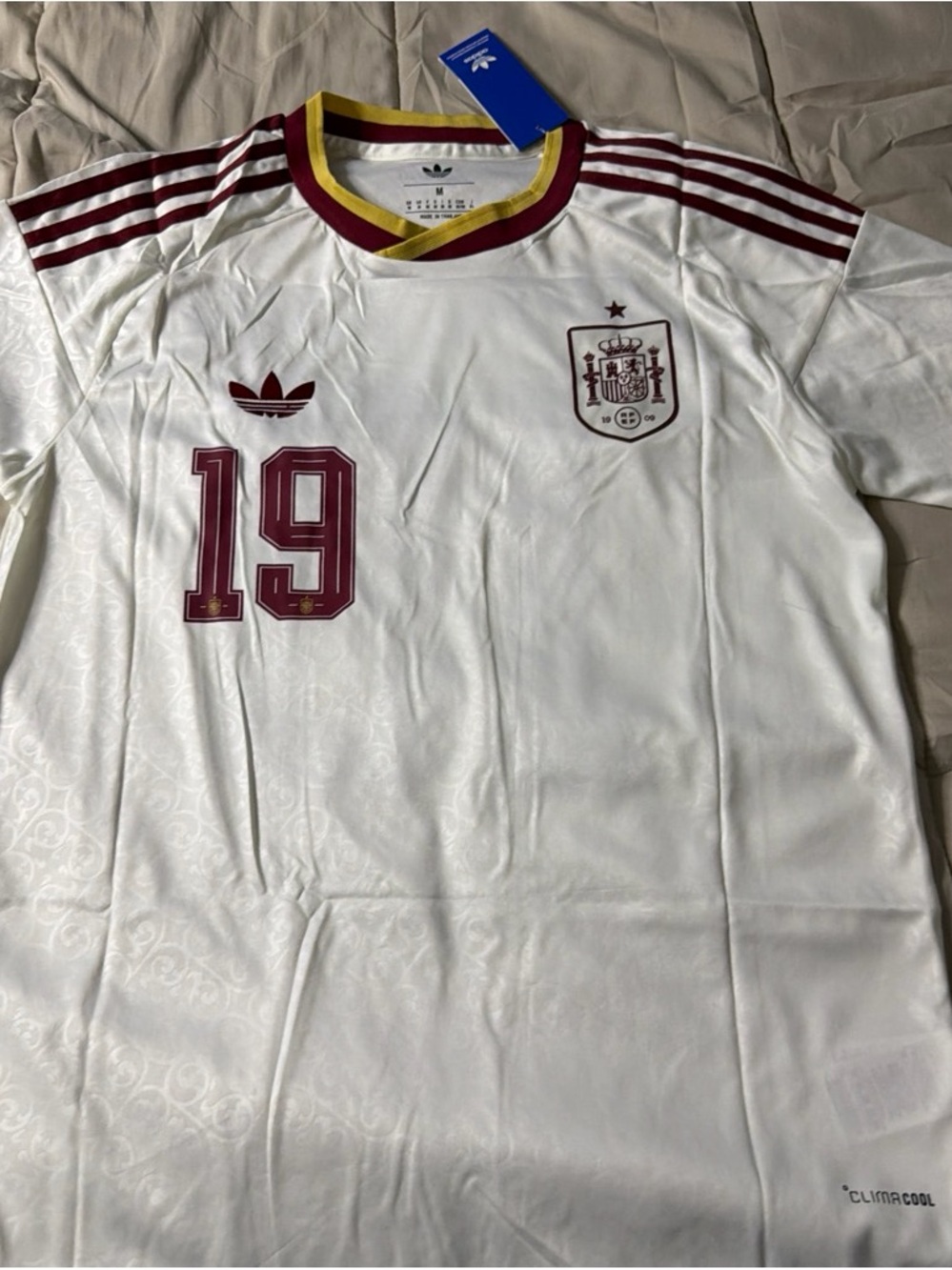 Adidas Spain White Maroon 19 Soccer Jersey